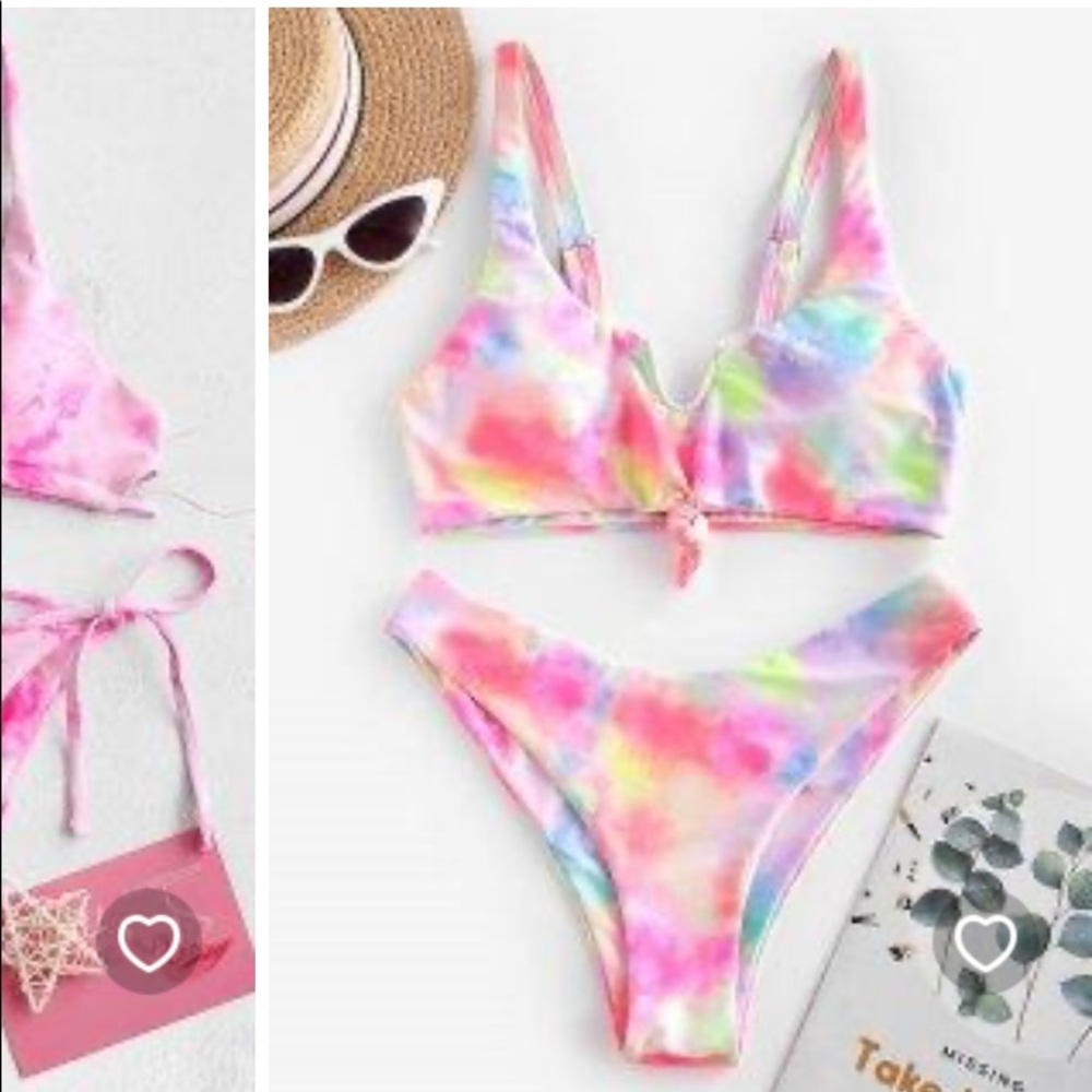 Tie Dye Knotted High Leg Tank Bikini Swimsuit